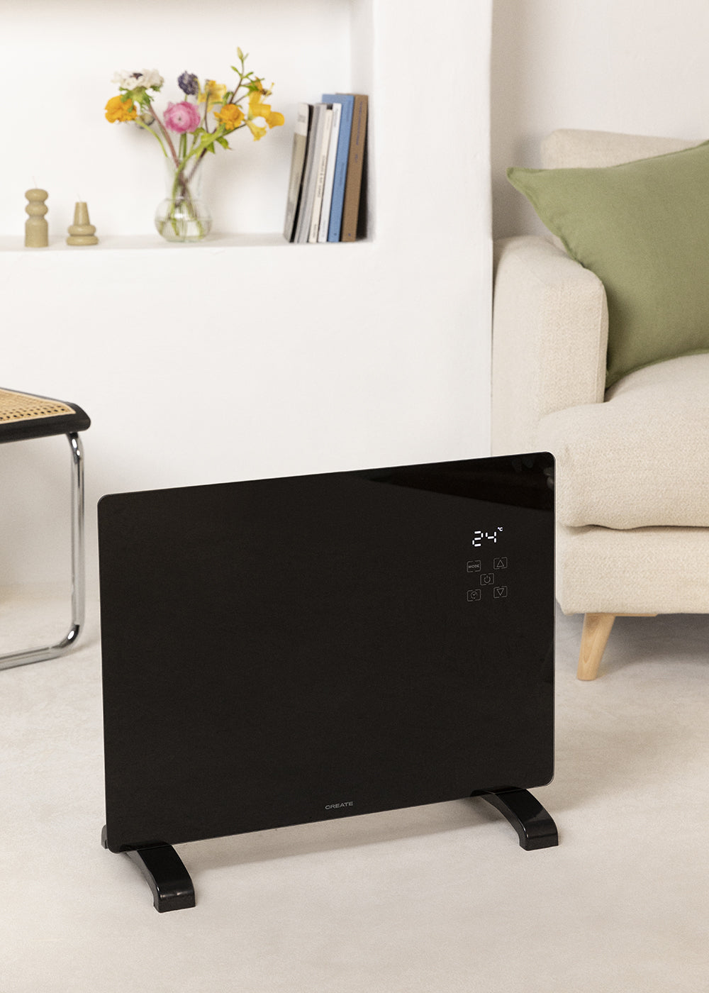 Warm Crystal 1500W Wifi - Calefactor Eléctrico de Pared - Negro