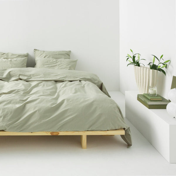 Housse De Couette En Percale De Coton Lavé - Sauge - MOST - The Bradery
