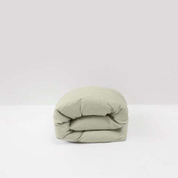 Housse De Couette En Percale De Coton Lavé - Sauge - MOST - The Bradery