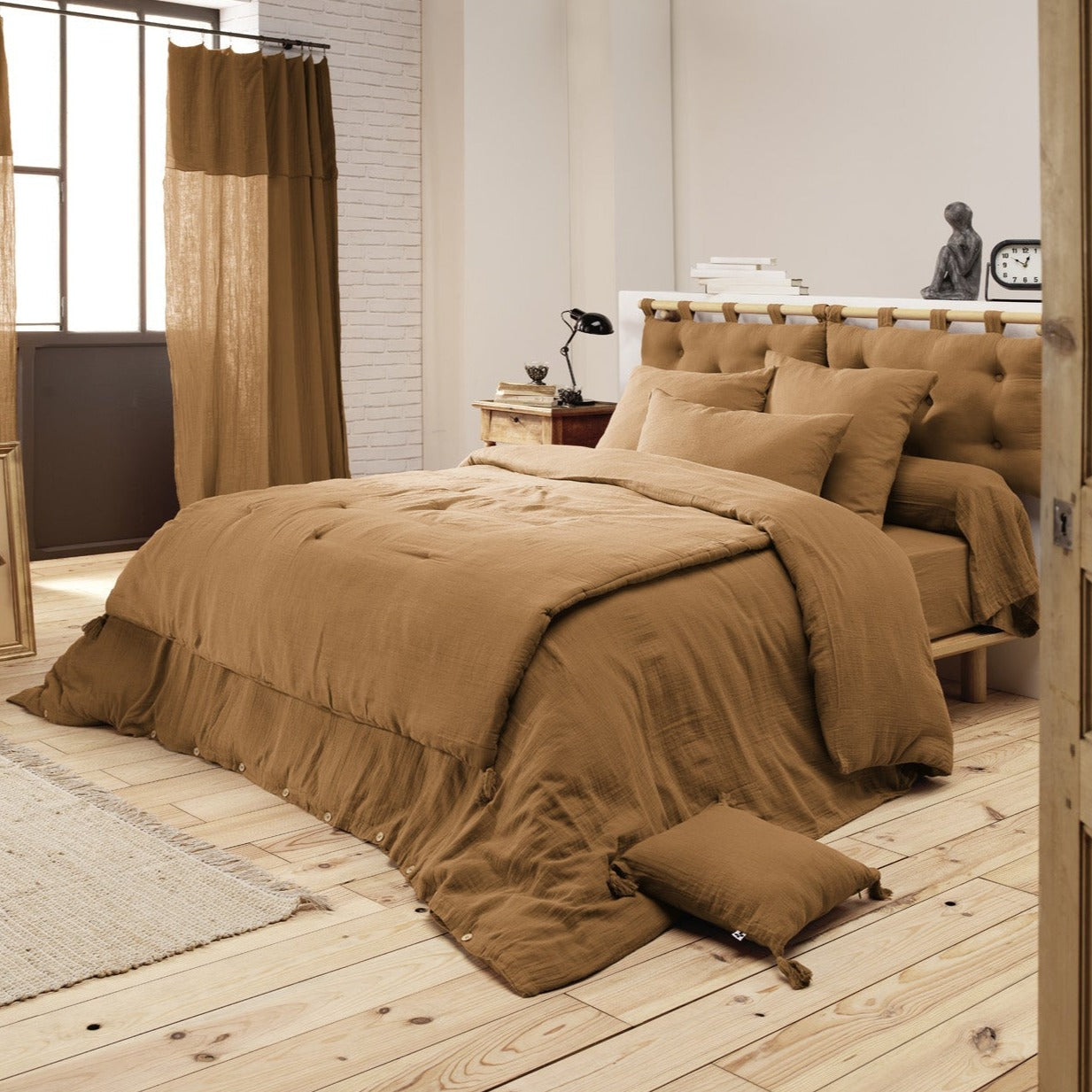 Housse De Couette Gaze De Coton Gaia Camel - L'Effet Papillon - The Bradery