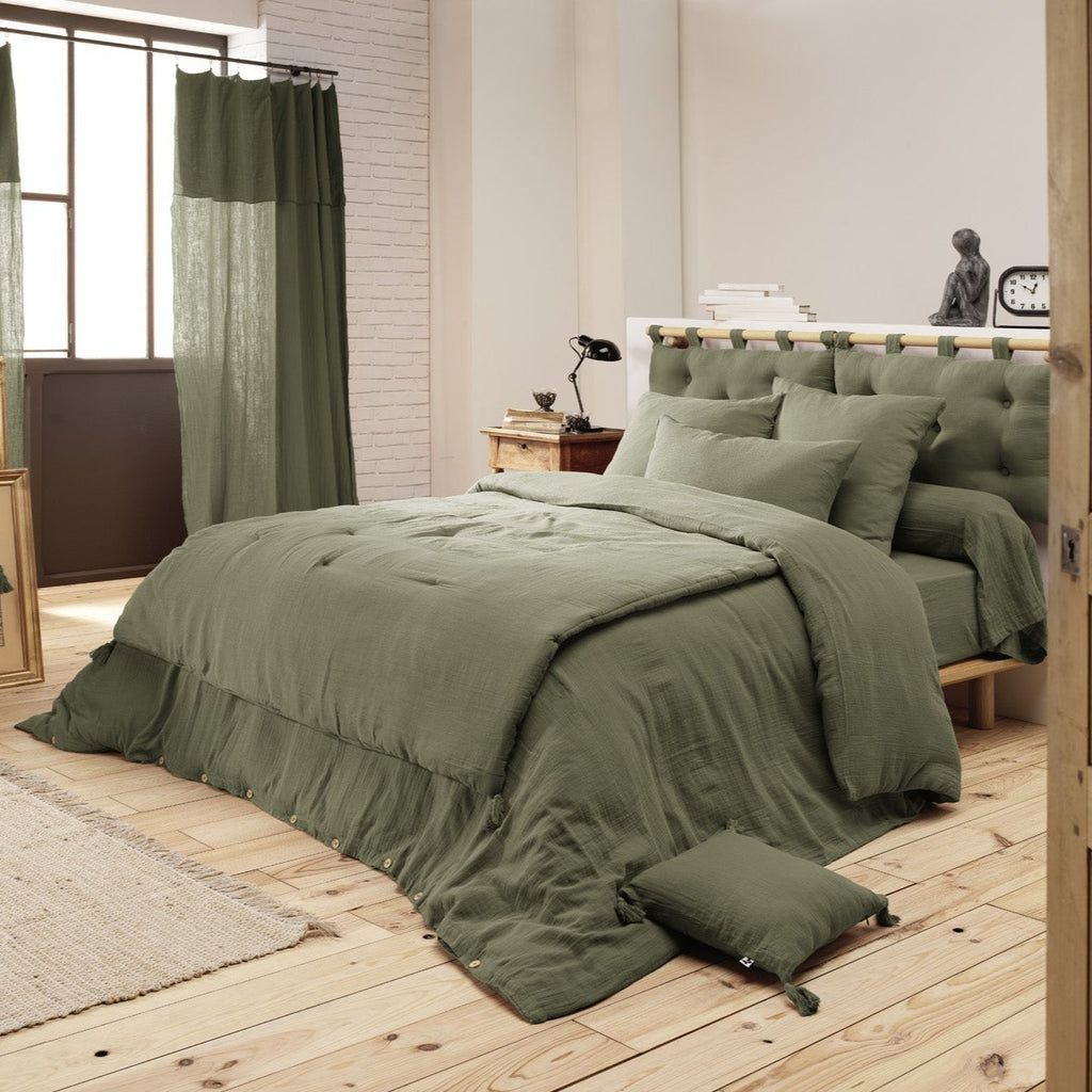 Housse De Couette Gaze De Coton Gaia Romarin - L'Effet Papillon - The Bradery