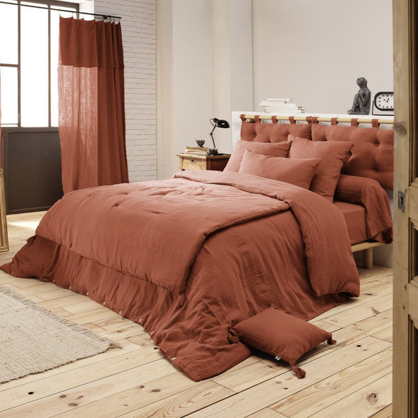 Housse De Couette Gaze De Coton Gaia Terracotta - L'Effet Papillon - The Bradery