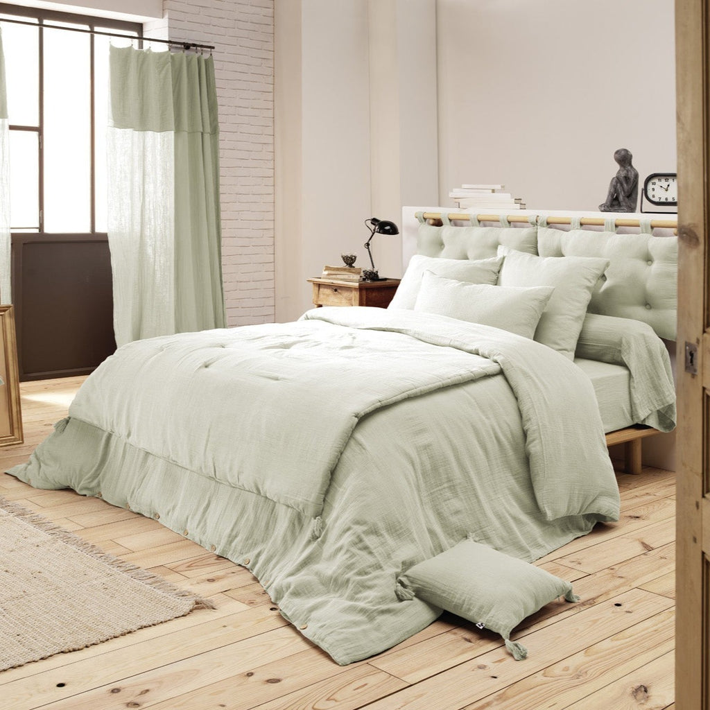 Housse De Couette Gaze De Coton Gaia Vert D'Eau - L'Effet Papillon - The Bradery