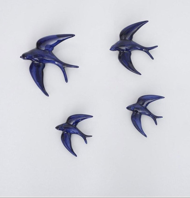 Set Di 4 Rondini Colorate - Blu Decorazione Murale Really Nice Things