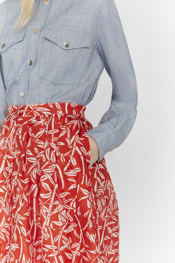 Mendes Light Bamboo Maxi Skirt - Lipstick Red