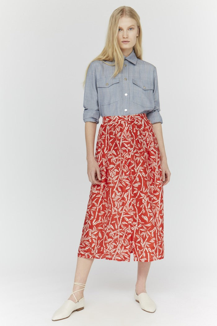 Mendes Light Bamboo Maxi Skirt - Lipstick Red