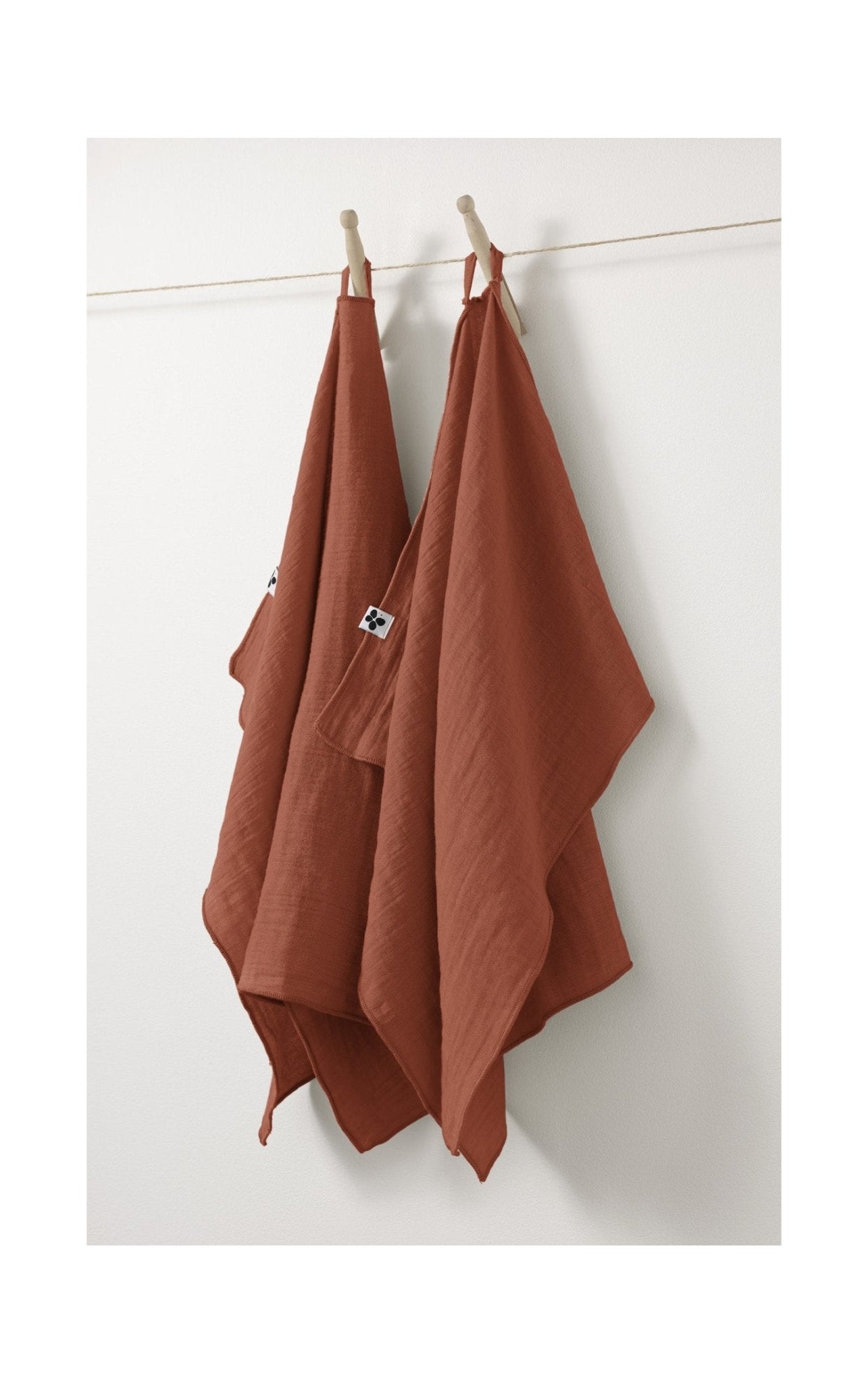 Set Of 2 Cotton Gauze Hand Towels Gaia Terracotta - L'Effet Papillon - The Bradery