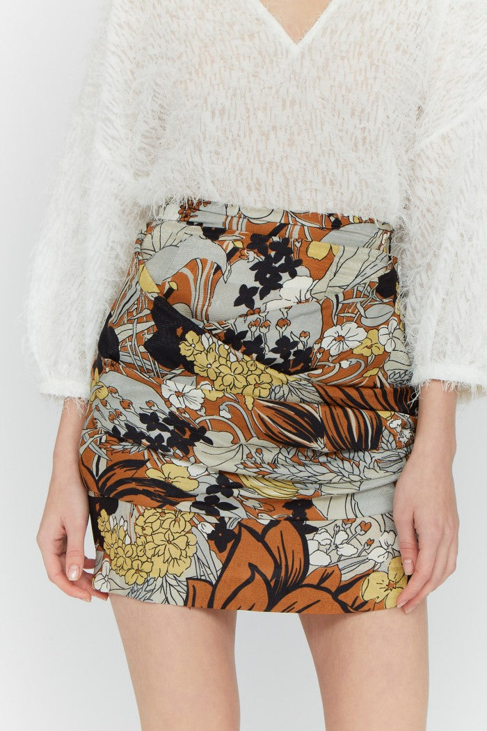 Bryter Botanical Mini Skirt - Caramel