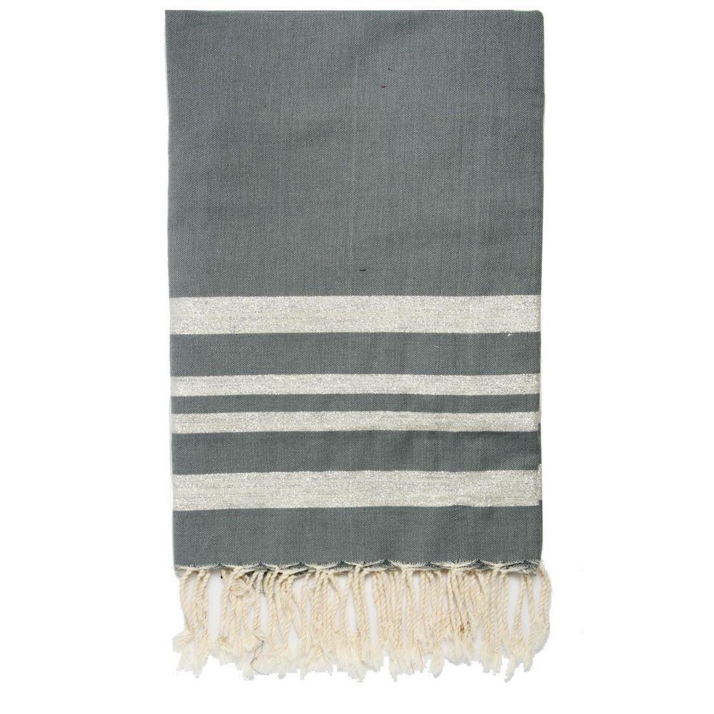 Mantel / Plaid de lúrex XXL Hamptons - Gris medio / Plateado - Febronie - The Bradery