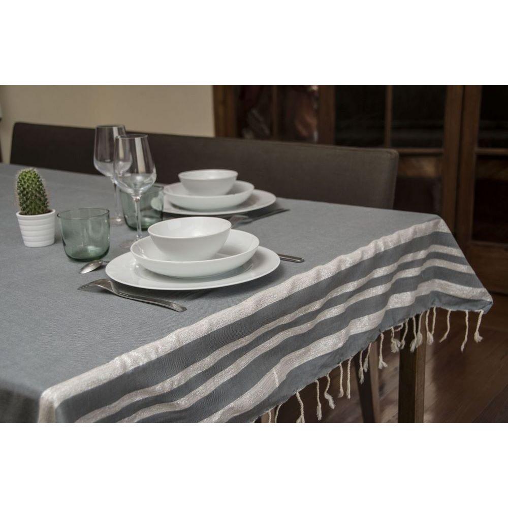 Mantel / Plaid Lurex XXL Hamptons - Gris Medio / Plateado - Febronie - The Bradery