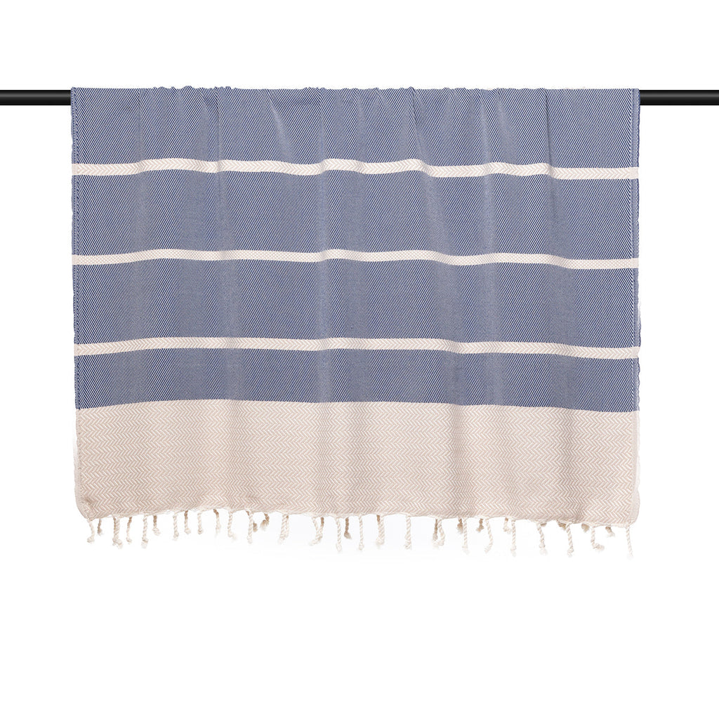 Oslo - Plaid de algodón 130X170 cm azul marino y topo claro Plaids Febronie