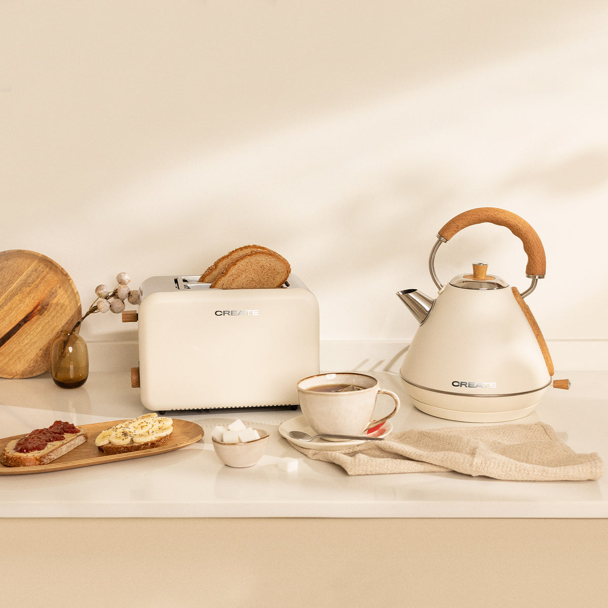 Pack - Small Retro Toaster + Large Retro Kettle 1.7 L - Off-White