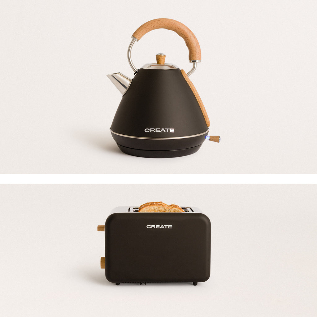 Pack - Small Retro Toaster + Large Retro Kettle 1.7L - Black