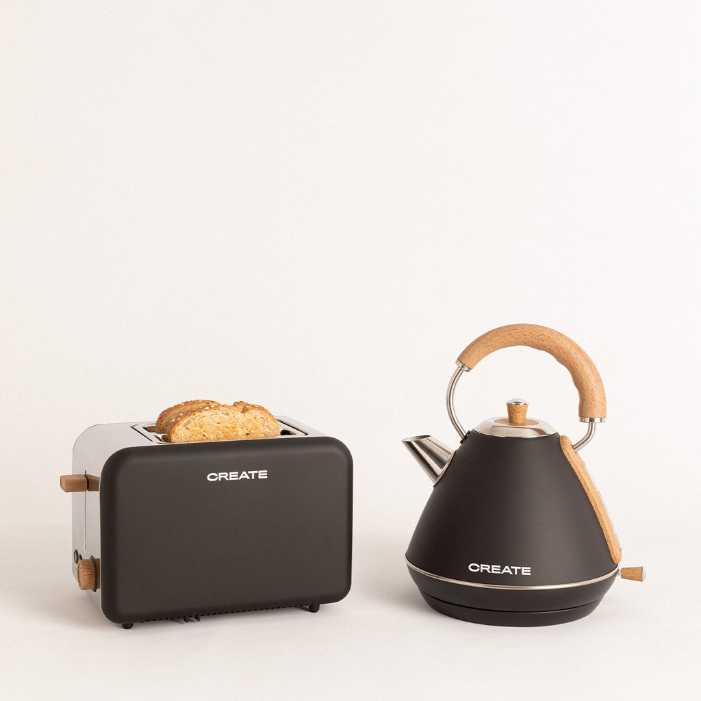 Pack - Small Retro Toaster + Large Retro Kettle 1.7L - Black