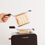 Toast Retro Pack - Small Wide-Slot Toaster + 2 Sandwich Racks - Black
