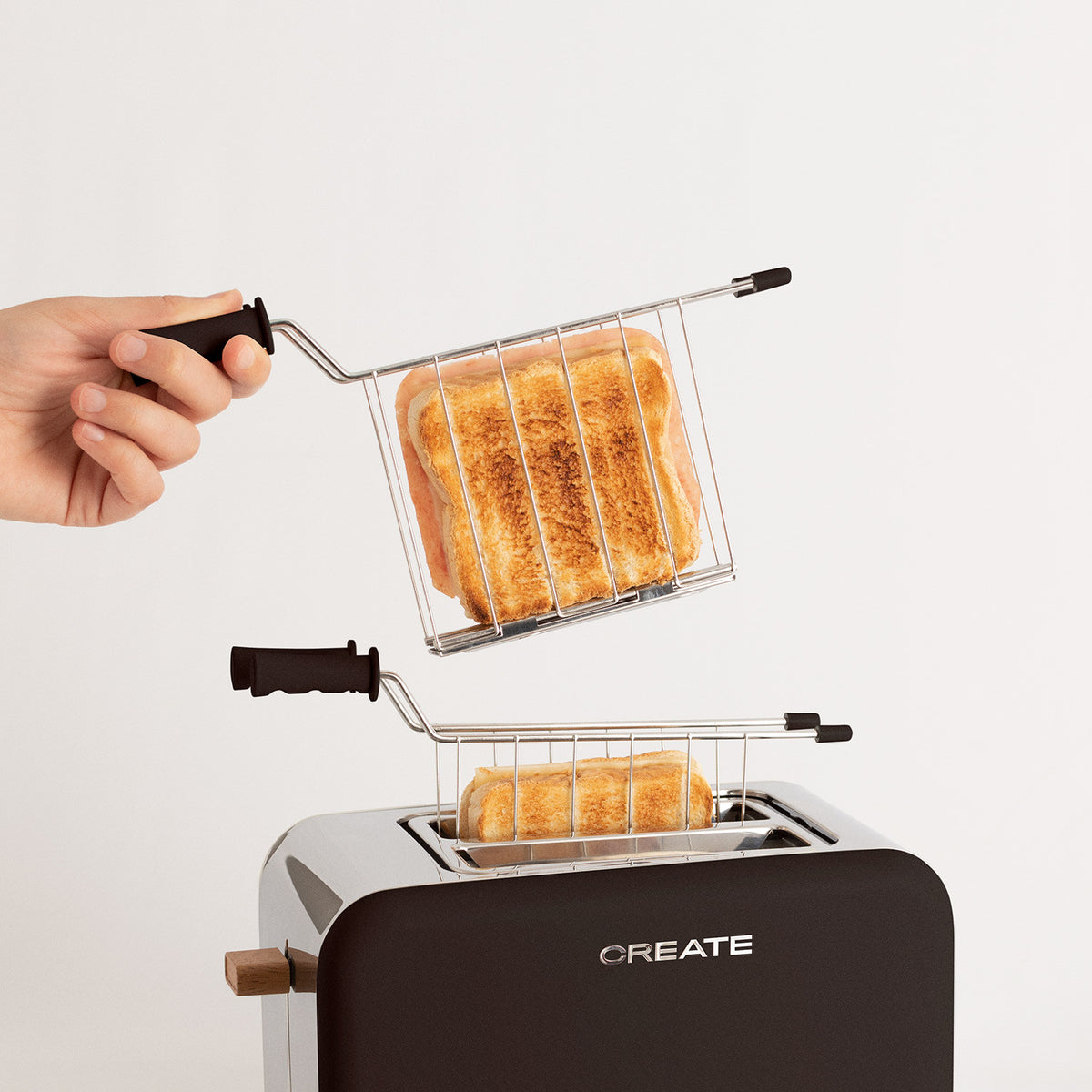 Toast Retro Pack - Small Wide-Slot Toaster + 2 Sandwich Racks - Black
