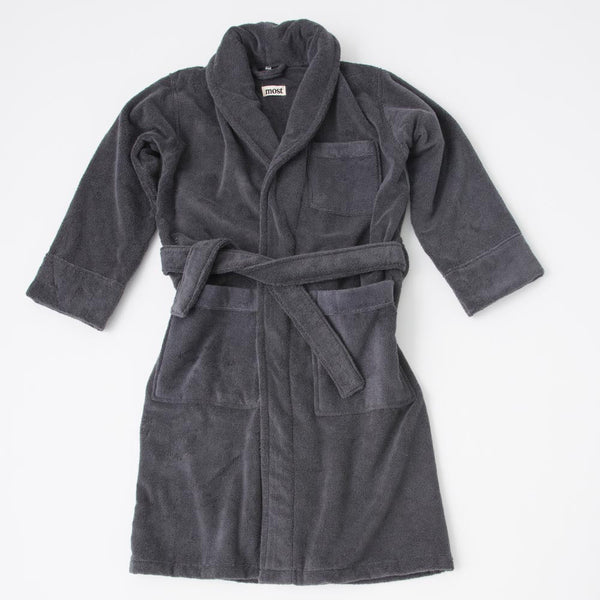 Peignoir De Bain En Coton Bio - Graphite - MOST - The Bradery