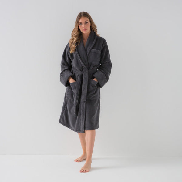 Peignoir De Bain En Coton Bio - Graphite - MOST - The Bradery