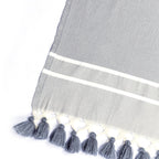 Plaid Chevron Pompon Chevron Stockholm - Gris Moyen - Febronie - The Bradery