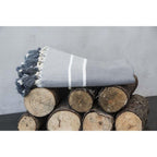 Plaid Chevron Pompon Chevron Stockholm - Gris Moyen - Febronie - The Bradery
