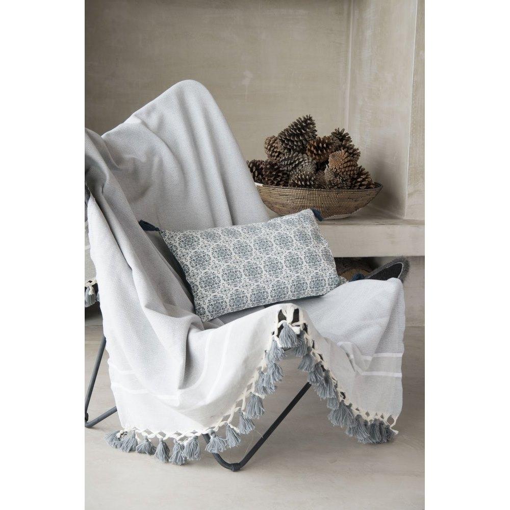 Plaid Chevron Pompon Chevron Stockholm - Gris Perle - Febronie - The Bradery