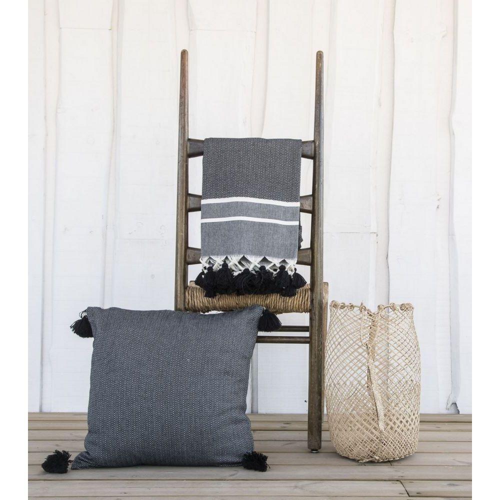 Plaid Chevron Pompon Chevron Stockholm - Noir - Febronie - The Bradery