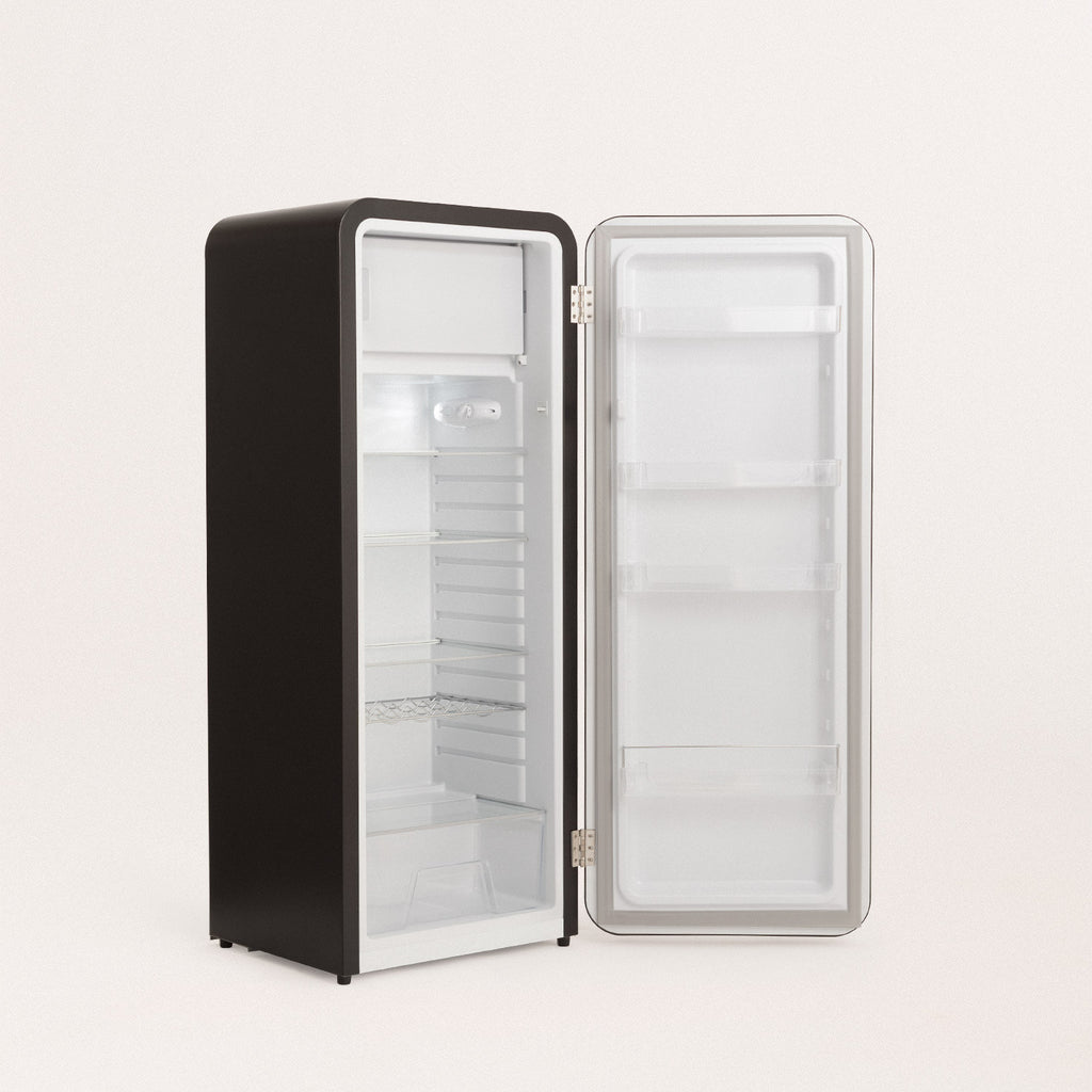 Retro Fridge 281L - Frigorífico Retro - Negro Tiradores Plata