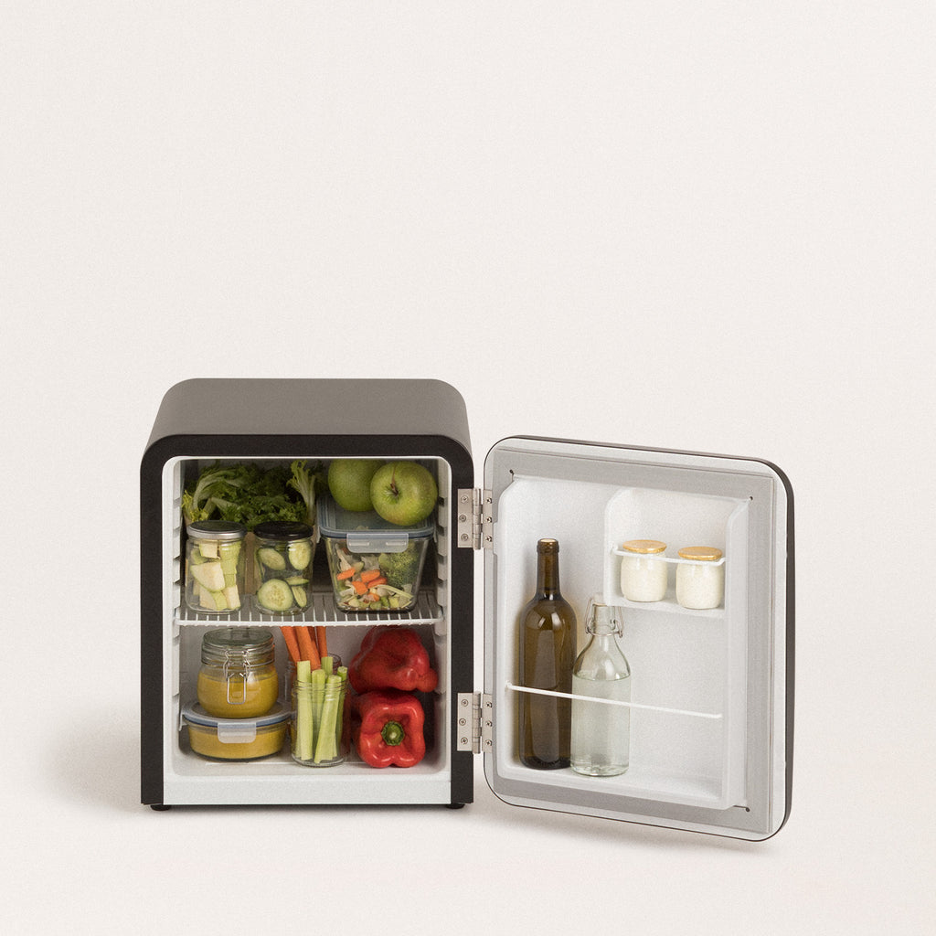 Retro Fridge 48L - Frigorífico Retro - Negro Tiradores Plata
