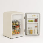 Retro Fridge 48L - Réfrigérateur Rétro - Blanc Cassé Poignées Argent