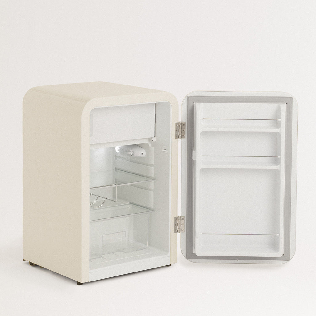 Retro Fridge 48L - Réfrigérateur Rétro - Blanc Cassé Poignées Argent