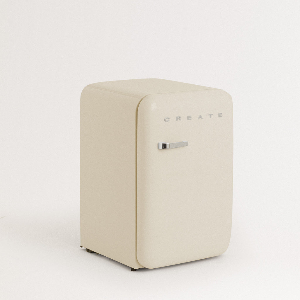 Retro Fridge 48L - Réfrigérateur Rétro - Blanc Cassé Poignées Argent