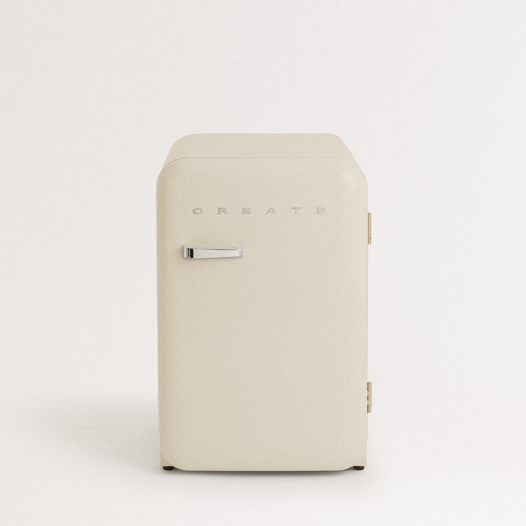 Retro Fridge 48L - Réfrigérateur Rétro - Blanc Cassé Poignées Argent