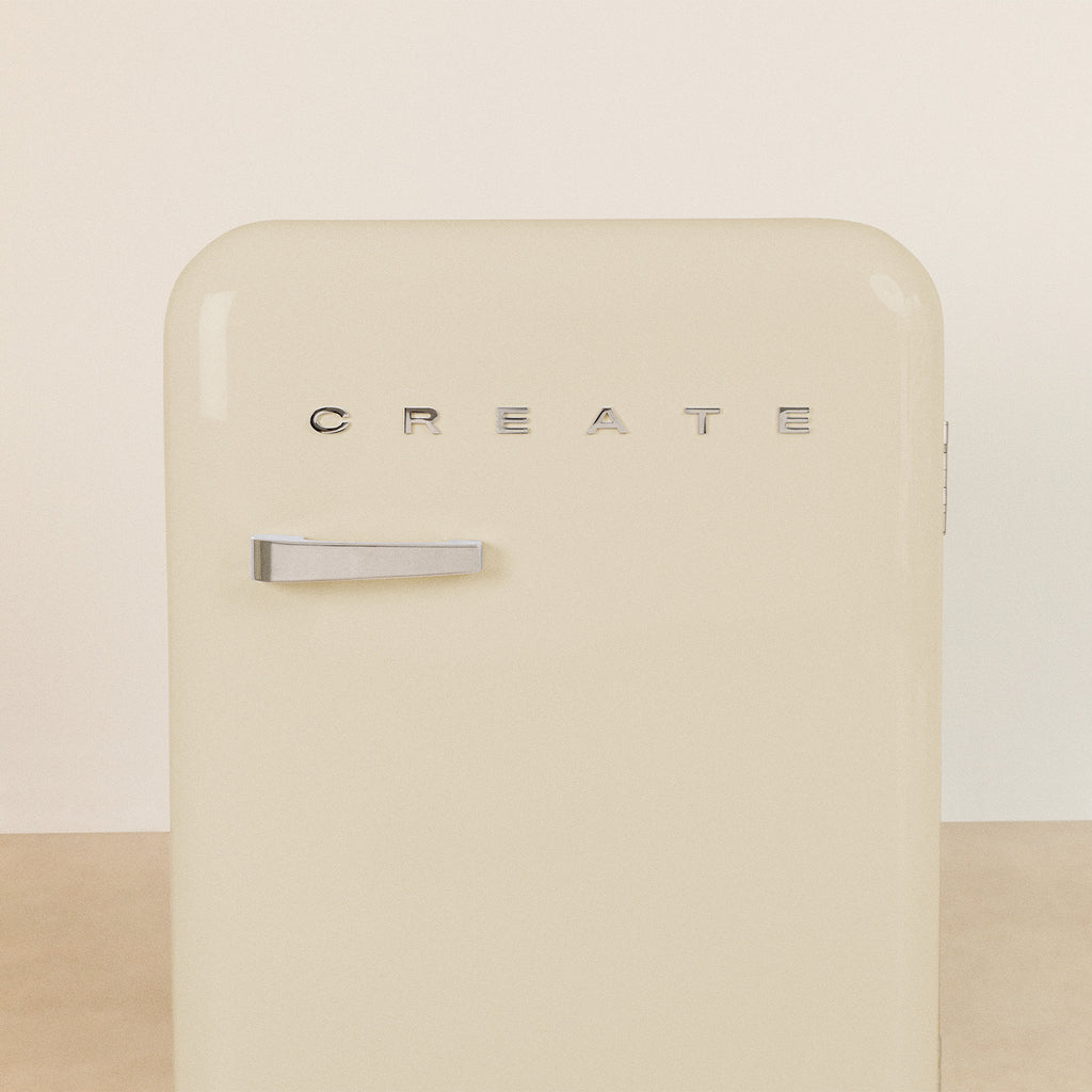 Retro Fridge 48L - Réfrigérateur Rétro - Blanc Cassé Poignées Argent