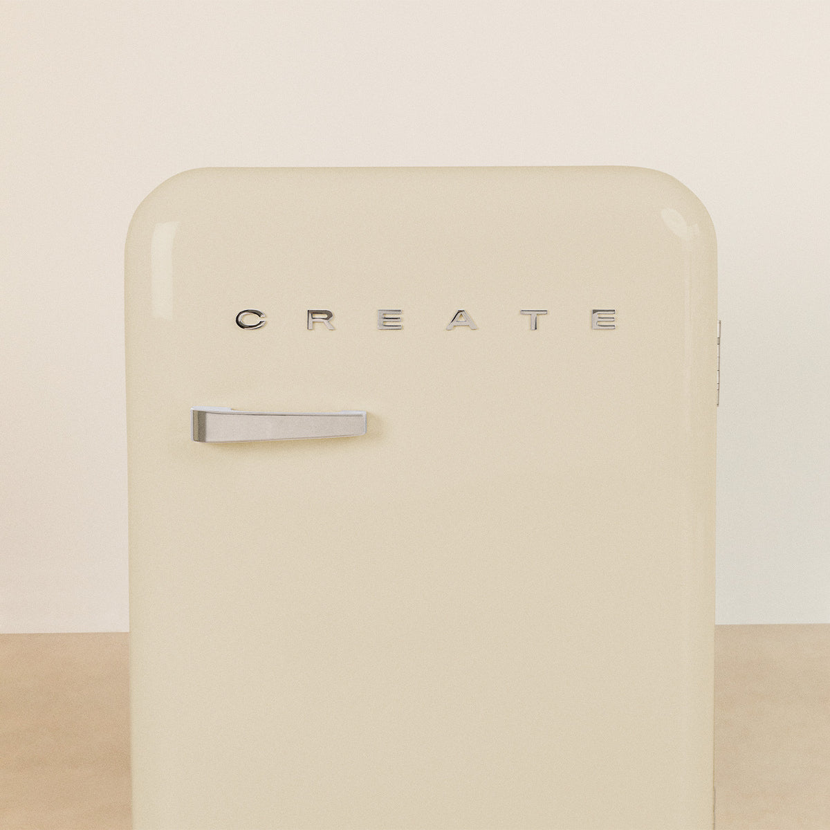 Retro Fridge 48L - Réfrigérateur Rétro - Blanc Cassé Poignées Argent