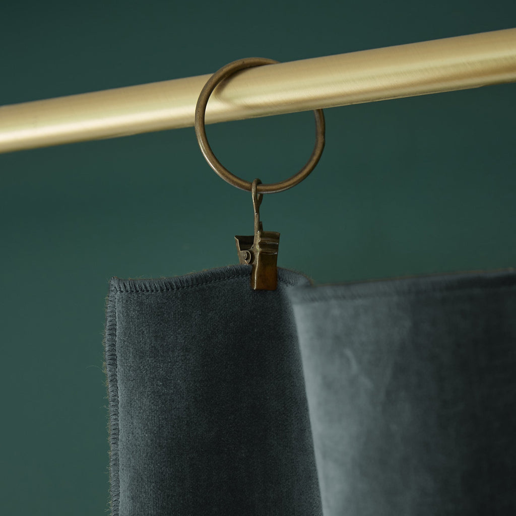 Rideau ajustable + anneau Velours de coton CÉSAR Ardoise - L'Effet Papillon - The Bradery
