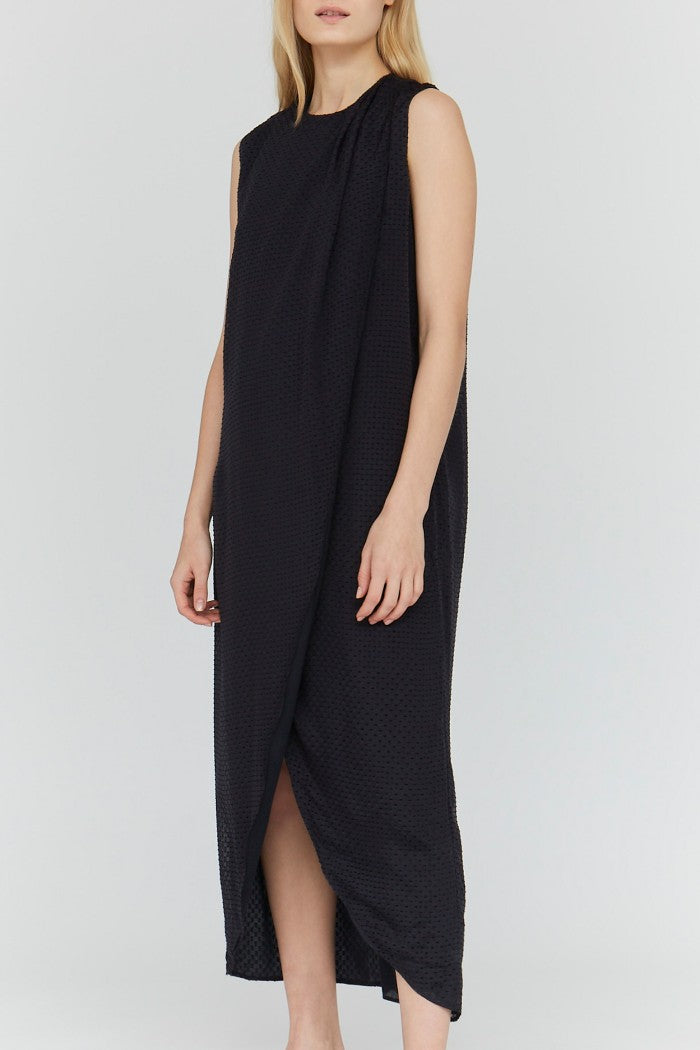 Around Cut Yarn Dress - Charcoal