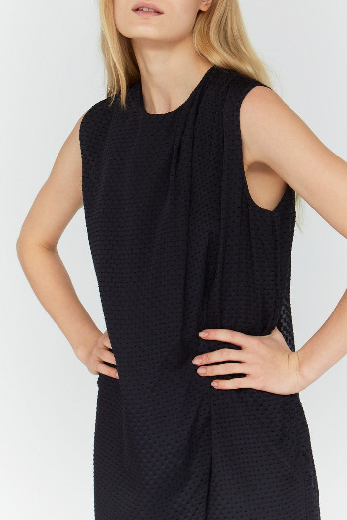 Around Cut Yarn Dress - Charcoal