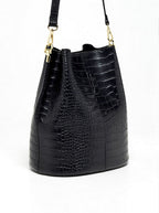 Sac à Bandoulière Bruna Croco - Noir - Maison Heritage - The Bradery