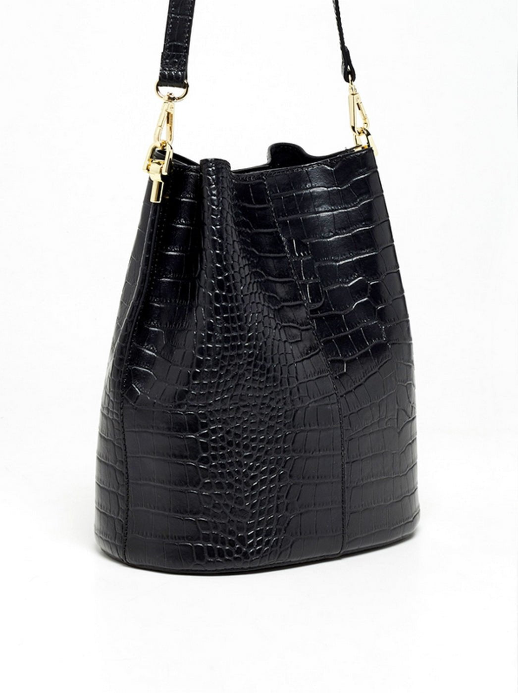 Sac à Bandoulière Bruna Croco - Noir - Maison Heritage - The Bradery