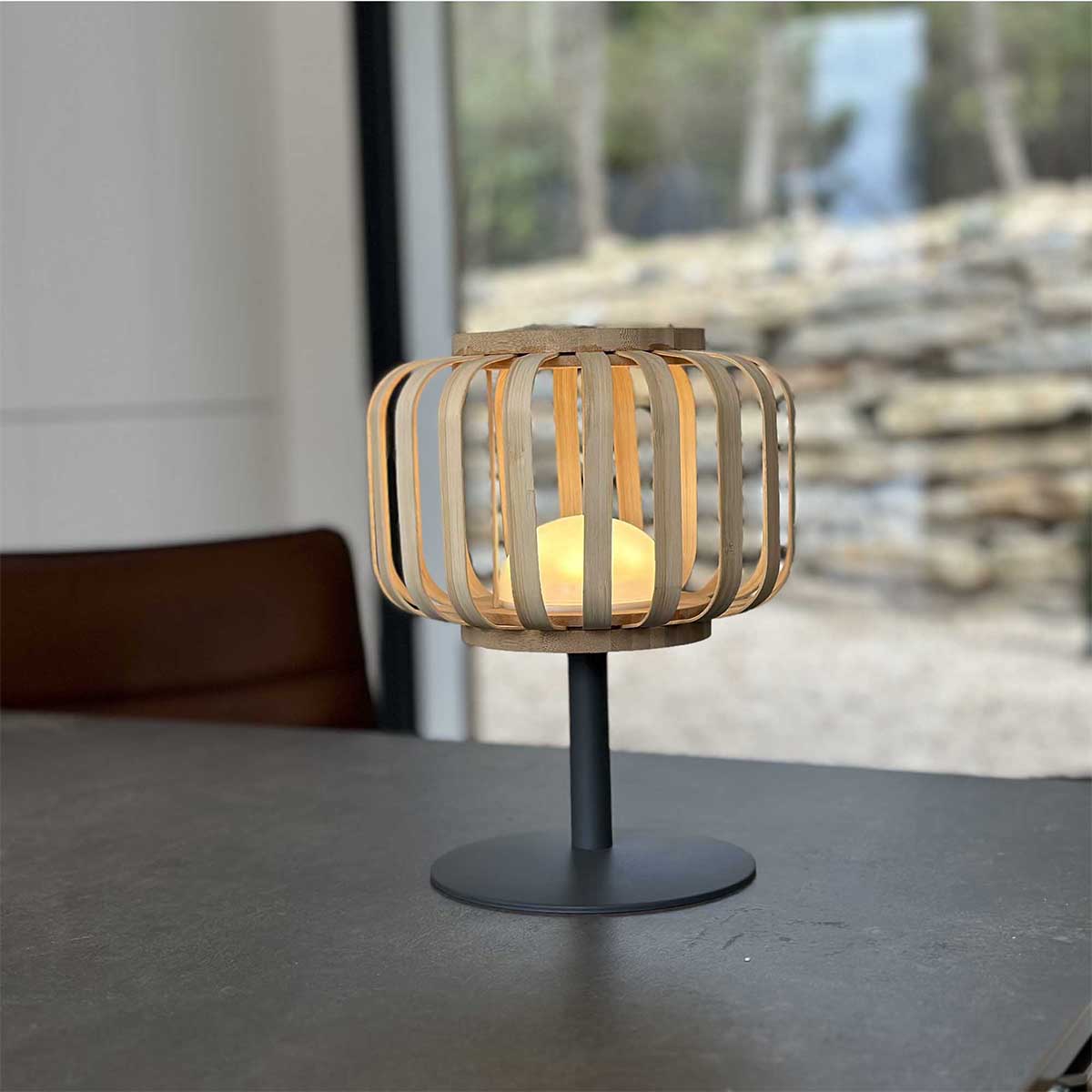 Standy Bambou - Lampe De Table Sans Fil - Bambou - Beige