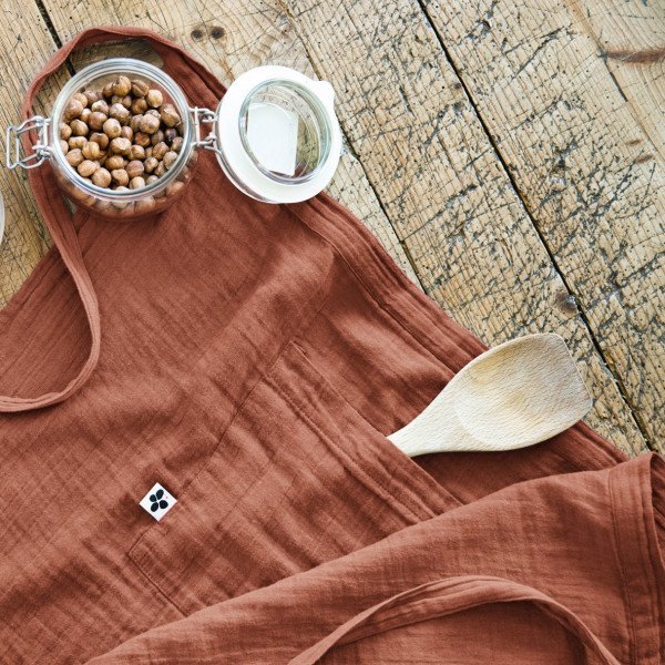 Cotton Gauze Waiter Apron 45 x 80 cm Gaïa Terracotta - L'Effet Papillon - The Bradery