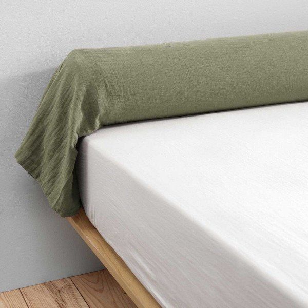 Cotton Gauze Bolster Pillowcase 85 x 185 cm Gaia Romarin - L'Effet Papillon - The Bradery