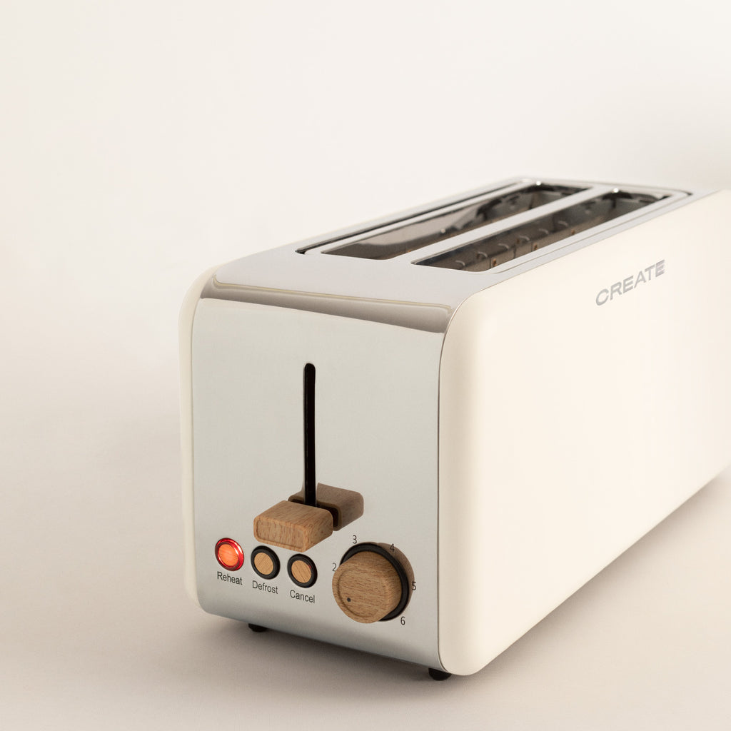 Toast Retro - Tostadora Grande de Ranuras Anchas - Blanco Roto