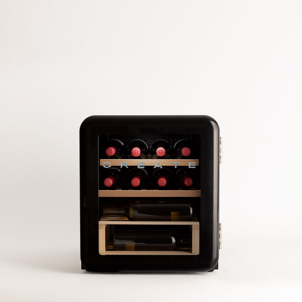 Winecooler Retro M - Vinoteca Eléctrica 12 Botellas - Negro