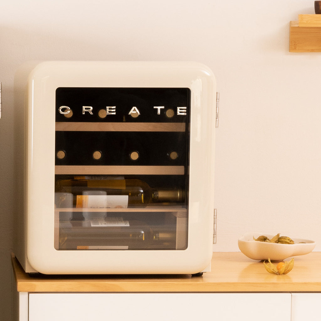 Winecooler Retro M - Cave Ã Vin électrique 12 Bouteilles - Blanc Cassé