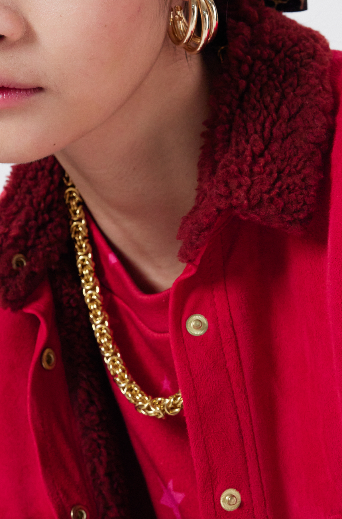 Dori Overshirt in Fuchsia Suede